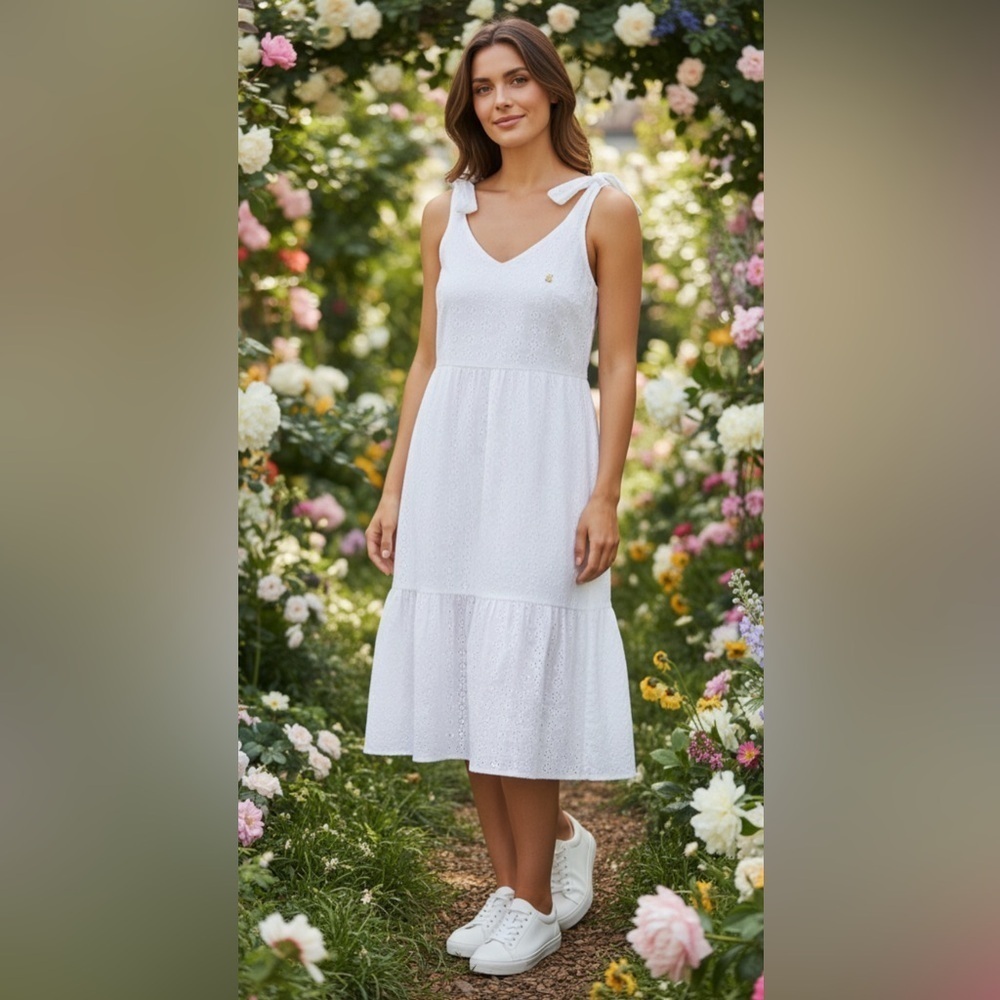 Lauren James Classic 
NWT-White Sleeveless Eyelet 
Stunning baby doll dress